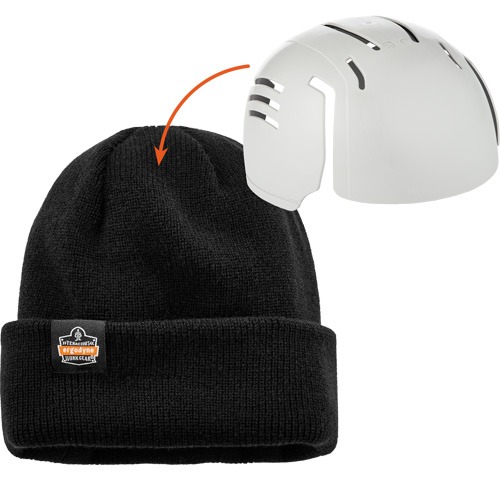 N-Ferno&reg; Zippered Rib Knit Beanie Hat with Bump Cap Insert, One Size, Black Helyx Safety & Industrial Supplies