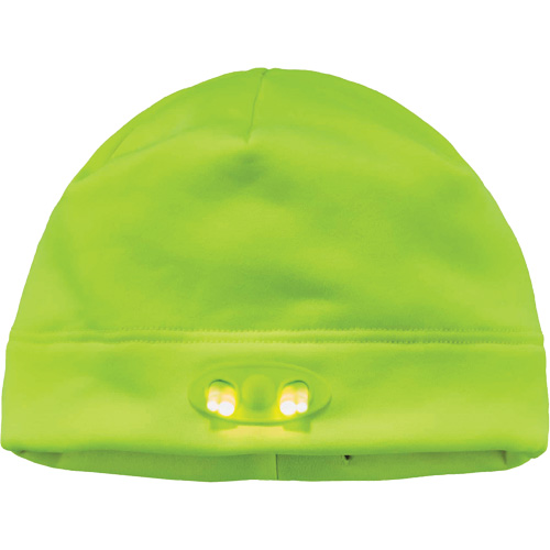 N-Ferno&reg; Skull Cap Beanie Hat with LED Lights, One Size, High-Visibility Lime Green Helyx Safety & Industrial Supplies