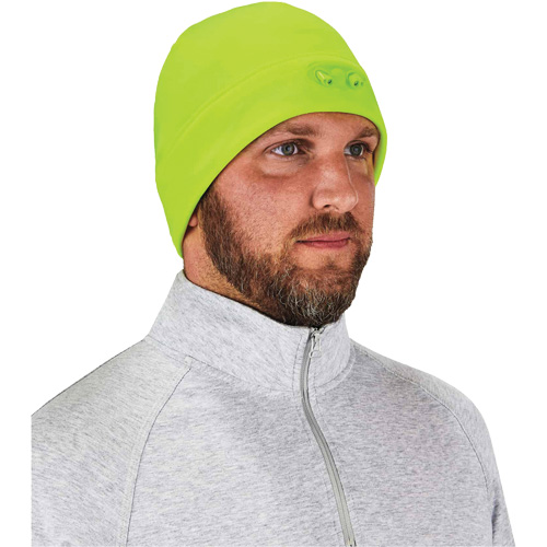 N-Ferno&reg; Skull Cap Beanie Hat with LED Lights, One Size, High-Visibility Lime Green Helyx Safety & Industrial Supplies