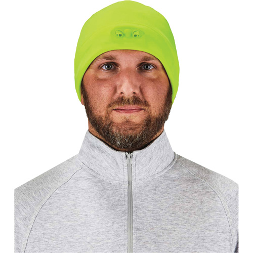 N-Ferno&reg; Skull Cap Beanie Hat with LED Lights, One Size, High-Visibility Lime Green Helyx Safety & Industrial Supplies