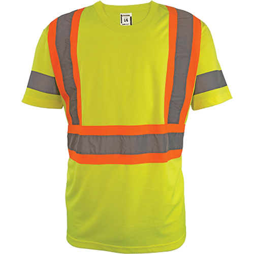 Chemise de s&eacute;curit&eacute; &agrave; manches courtes, Polyester, 2T-Grand, Jaune lime haute visibilit&eacute; Helyx Safety & Industrial Supplies