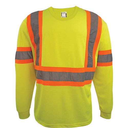 Chemise de s&eacute;curit&eacute; &agrave; manches longues, Polyester, 2T-Grand, Jaune lime haute visibilit&eacute; Helyx Safety & Industrial Supplies