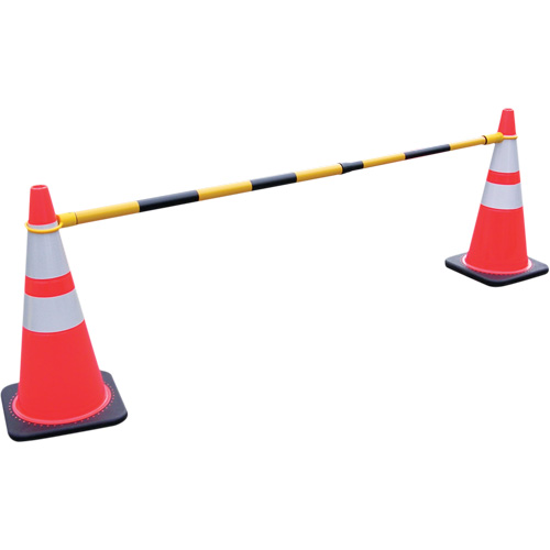 Retractable Cone Bar, 7'2" Extended Length, Black/Yellow Helyx Safety & Industrial Supplies