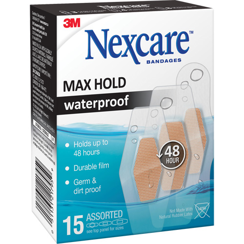 Nexcare Max-Hold Waterproof Bandages, Assorted, Plastic, Sterile Helyx Safety & Industrial Supplies