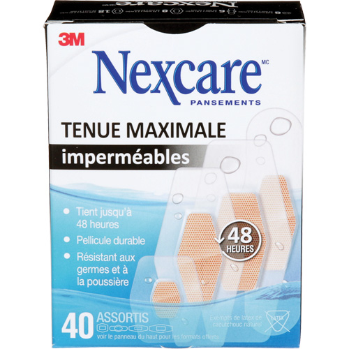 Pansements imperm&eacute;ables &agrave; tenue maximale Nexcare, Assorti, Plastique, St&eacute;rile Helyx Safety & Industrial Supplies