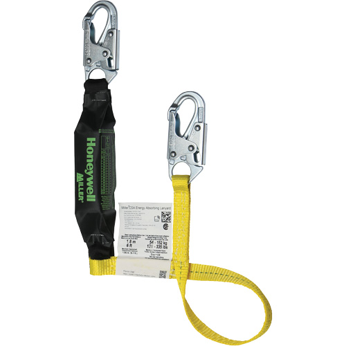 Miller&reg; HP Shock-Absorbing Lanyard, 4', Locking Snap Hook Center, Locking Snap Hook Leg Ends, Polyester Helyx Safety & Industrial Supplies