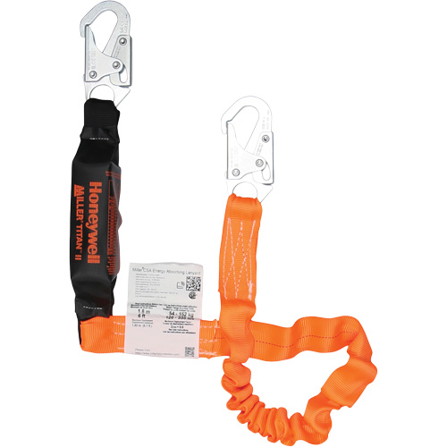 Titan Energy-Absorbing Lanyard, 6', Locking Snap Hook Center, Locking Snap Hook Leg Ends, Polyester Helyx Safety & Industrial Supplies
