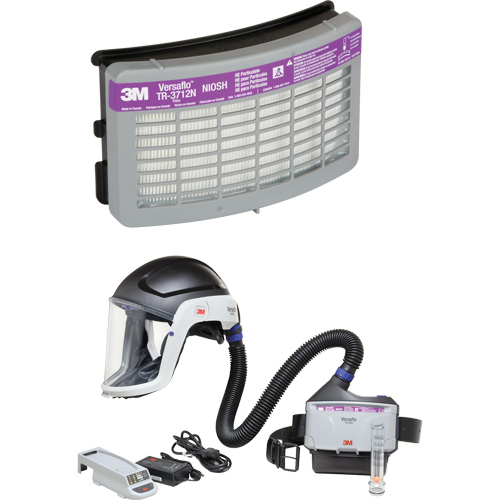 Ensemble APR &agrave; &eacute;puration d'air motoris&eacute; pour industrie lourde Versaflo, Capuchon & visi&egrave;re, Pile Lithium-ion Helyx Safety & Industrial Supplies