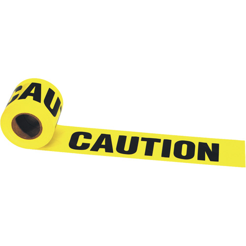 Ruban pour barri&egrave;re Strait-Line de Irwin, Anglais, 3" la x 300' lo, 2 mils, Noir sur jaune Helyx Safety & Industrial Supplies