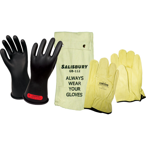 Salisbury  Electrical-Insulating Glove Kit, ASTM Class 0, Size 9, 11" L Helyx Safety & Industrial Supplies