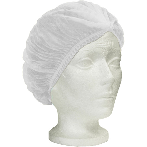 Bonnet bouffant pliss&eacute; Ronco Care, Polypropyl&egrave;ne, 24", Blanc Helyx Safety & Industrial Supplies