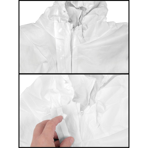 Premium Hooded Coveralls, Small, White, Microporous Helyx Safety & Industrial Supplies
