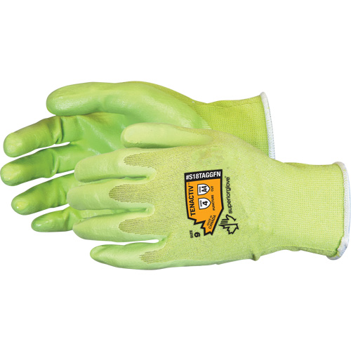 Gants &agrave; haute visibilit&eacute; en fibre de filament composite r&eacute;sistants aux coupures, Taille 5, Calibre 18, Rev&ecirc;tement Mousse de nitrile, Enveloppe en TenActiv, ANSI/ISEA 105 niveau 4 Helyx Safety & Industrial Supplies