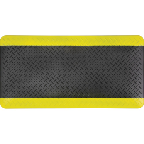 Anti-Fatigue Matting, Diamond, 1-2/3' x 3-1/4' x 3/4", Black/Yellow, Polyurethane Helyx Safety & Industrial Supplies