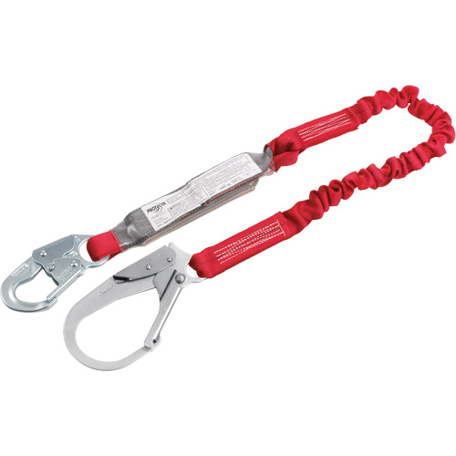 Longe &agrave; amortisseur de choc &eacute;lastique Pro, 6', Point d'ancrage &agrave; Crochet d'armature, Crochet mousqueton aux jambes, Polyester Helyx Safety & Industrial Supplies