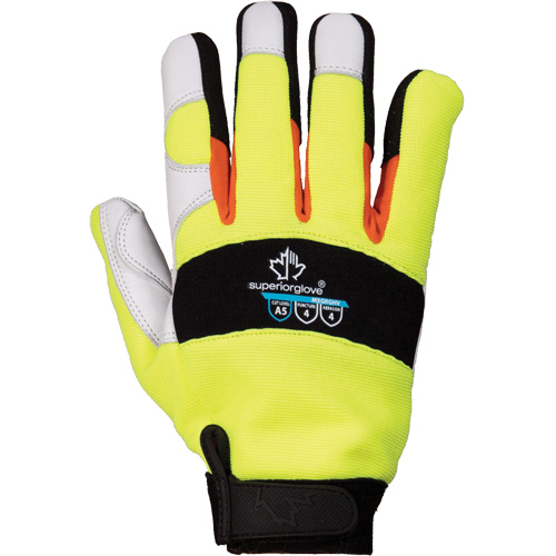 ClutchGear&reg; High-Visibility Mechanic's Gloves, Grain Goatskin Palm, Size Medium Helyx Safety & Industrial Supplies