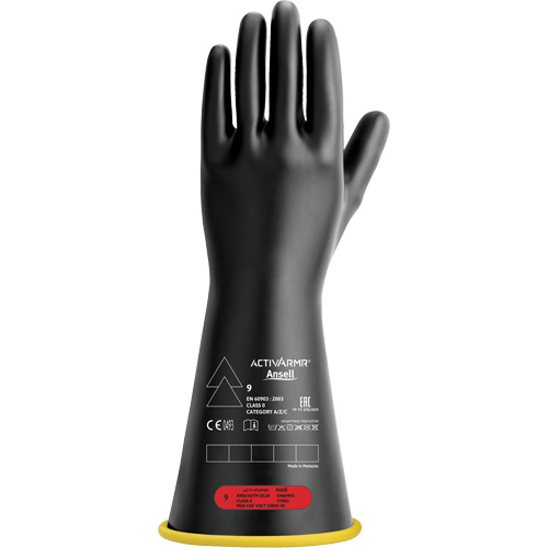 Natural Rubber Electrical Insulating Gloves, ASTM Class 0, Size 7, 14" L Helyx Safety & Industrial Supplies