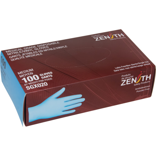 Tactile Medical-Grade Disposable Gloves, Medium, Nitrile/Vinyl, 4.5-mil, Powder-Free, Blue, Class 2 Helyx Safety & Industrial Supplies