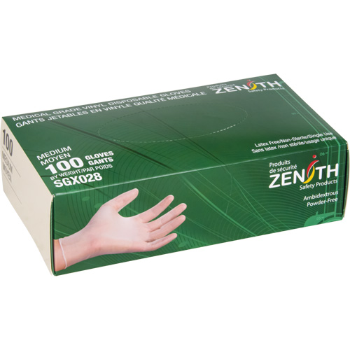 Gants jetables, Moyen, Vinyle, 4,5 mils, Sans poudre, Transparent, Classe 2 Helyx Safety & Industrial Supplies