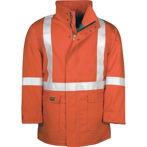 Parka dhiver &agrave; doublure matelass&eacute;e AllOut Westex UltraSoft avec bandes r&eacute;fl&eacute;chissantes, Petit, Orange haute visibilit&eacute;, 46 cal/cm² Helyx Safety & Industrial Supplies
