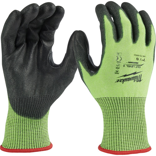 High Visibility Dipped Gloves, Size 2X-Large, 15 Gauge, Polyurethane Coated, Polyethylene Shell, ASTM ANSI Level A5 Helyx Safety & Industrial Supplies