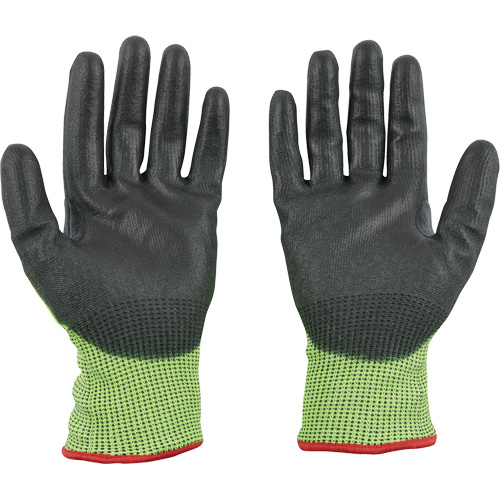 High Visibility Dipped Gloves, Size 2X-Large, 15 Gauge, Polyurethane Coated, Polyethylene Shell, ASTM ANSI Level A5 Helyx Safety & Industrial Supplies