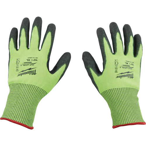 High Visibility Dipped Gloves, Size 2X-Large, 15 Gauge, Polyurethane Coated, Polyethylene Shell, ASTM ANSI Level A5 Helyx Safety & Industrial Supplies