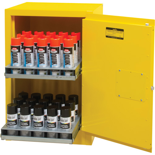 Flammable Aerosol Storage Cabinet, 12 gal., 1 Door, 23" W x 35" H x 18" D Helyx Safety & Industrial Supplies