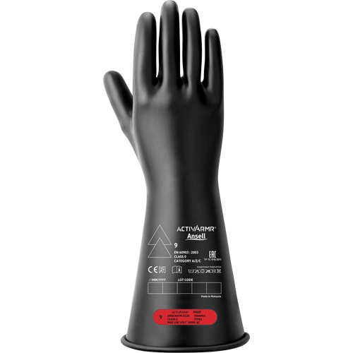 Electrical Insulating Gloves, ASTM Class 0, Size 10, 11" L Helyx Safety & Industrial Supplies