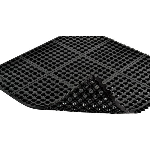 Tapis antifatigue &agrave; imbrication Cushion-Ease 550, &agrave; fentes, 3' x 3' x 3/4", Noir, Caoutchouc Helyx Safety & Industrial Supplies