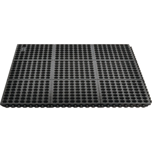 Tapis antifatigue &agrave; imbrication Cushion-Ease 550, &agrave; fentes, 3' x 3' x 3/4", Noir, Caoutchouc Helyx Safety & Industrial Supplies