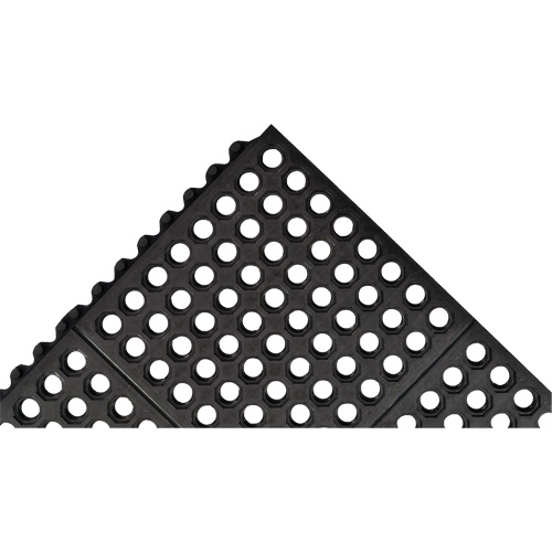 Tapis antifatigue &agrave; imbrication Cushion-Ease 550, &agrave; fentes, 3' x 3' x 3/4", Noir, Caoutchouc Helyx Safety & Industrial Supplies