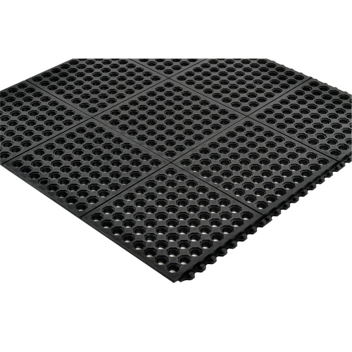 Tapis antifatigue &agrave; imbrication Cushion-Ease 550, &agrave; fentes, 3' x 3' x 3/4", Noir, Caoutchouc Helyx Safety & Industrial Supplies