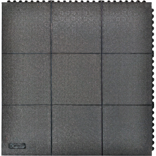 Cushion-Ease&reg; Interlocking Anti-Fatigue Mat, Pebbled, 3' x 3' x 3/4", Black, Natural Rubber Helyx Safety & Industrial Supplies