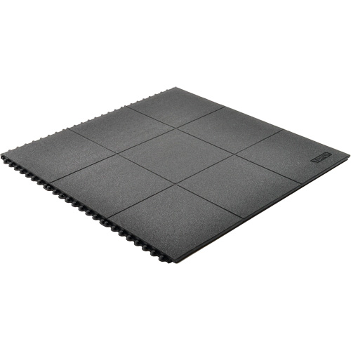 Cushion-Ease&reg; Interlocking Anti-Fatigue Mat, Pebbled, 3' x 3' x 3/4", Black, Natural Rubber Helyx Safety & Industrial Supplies