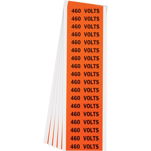 "460 Volts" Conduit & Voltage Labels, 1/2" x 2-1/4", Cloth/Vinyl, English Helyx Safety & Industrial Supplies