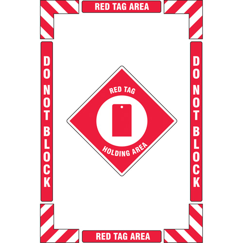 "Red Tag Holding Area" Floor Marking Kit, Adhesive, English with Pictogram Helyx Safety & Industrial Supplies