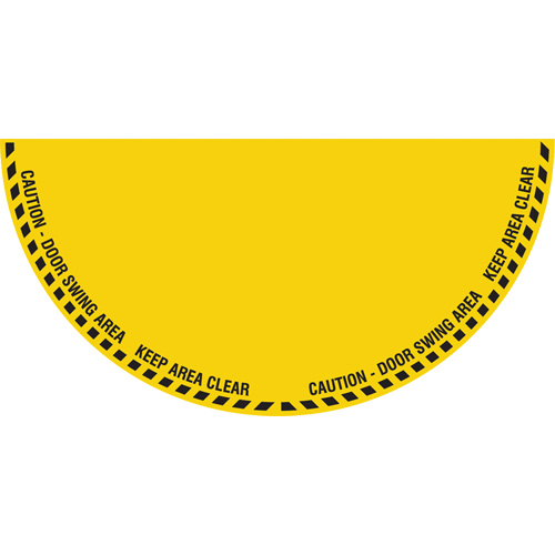"Caution" Half Circle Swing Door Floor Sign, Adhesive, English with Pictogram Helyx Safety & Industrial Supplies