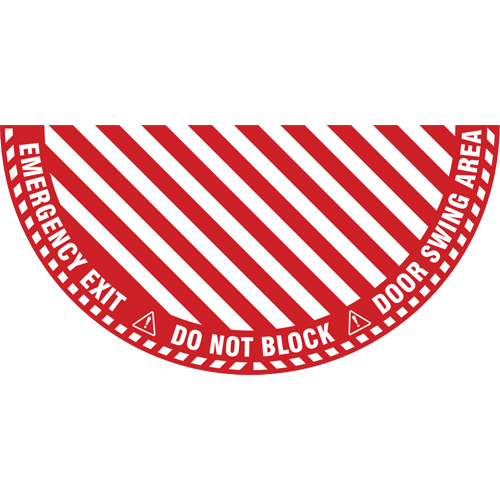 "Emergency Exit" Half Circle Swing Door Floor Sign, Adhesive, English with Pictogram Helyx Safety & Industrial Supplies