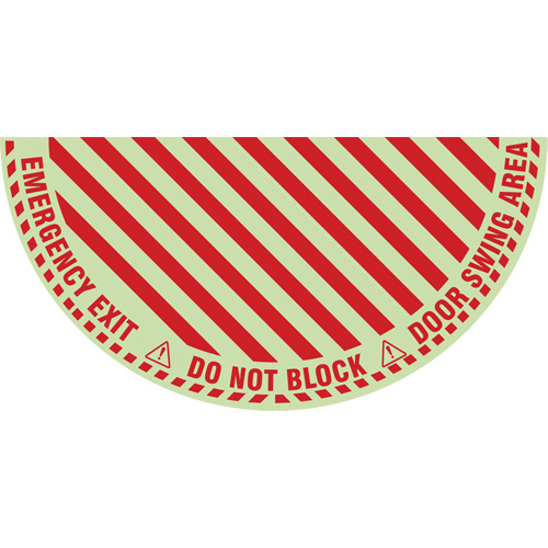 "Emergency Exit" Half Circle Swing Door Floor Sign, Adhesive, English with Pictogram Helyx Safety & Industrial Supplies