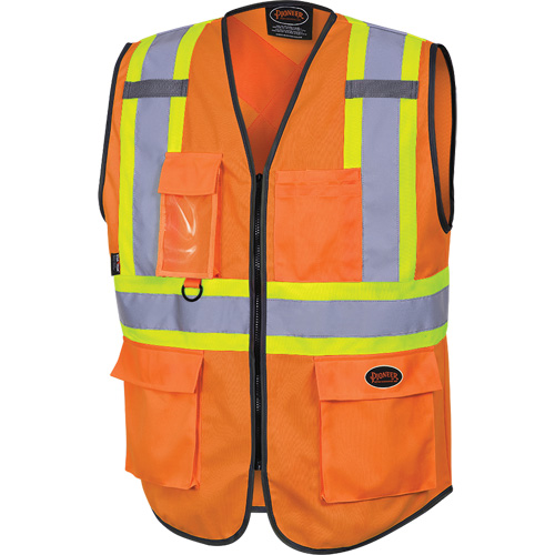 6958 Gilet de s&eacute;curit&eacute; &agrave; fermeture &eacute;clair avant, Orange haute visibilit&eacute;, Petit, Polyester Helyx Safety & Industrial Supplies