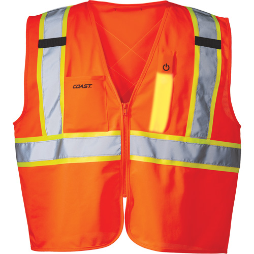 SV350 X-Back Safety Vest with Light, High Visibility Orange, Small, Polyester Helyx Safety & Industrial Supplies