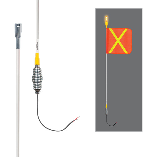 Safety Whip&reg; All-Weather Super-Duty Warning Whips with Constant LED Light, Spring Mount, 3' High, Orange with Reflective Helyx Safety & Industrial Supplies