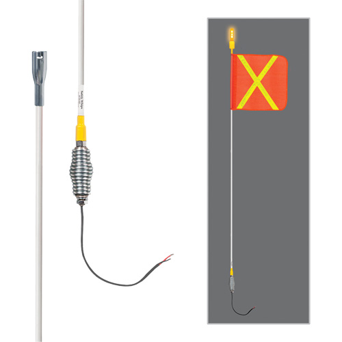 Safety Whip&reg; All-Weather Super-Duty Warning Whips with Constant LED Light, Spring Mount, 5' High, Orange with Reflective Helyx Safety & Industrial Supplies