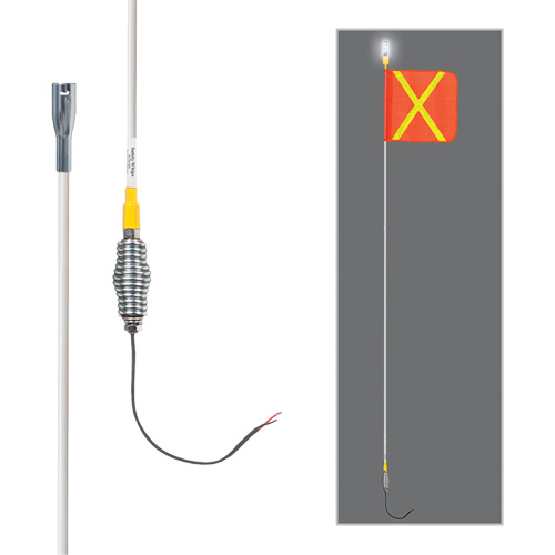 Safety Whip&reg; All-Weather Super-Duty Warning Whips with Constant LED Light, Spring Mount, 5' High, Orange with Reflective Helyx Safety & Industrial Supplies