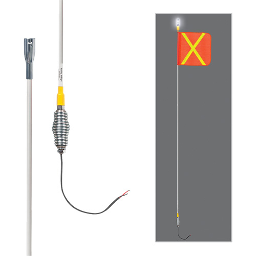 Safety Whip&reg; All-Weather Super-Duty Warning Whips with Constant LED Light, Spring Mount, 10' High, Orange with Reflective Helyx Safety & Industrial Supplies