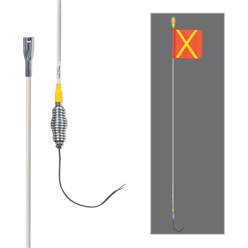 Safety Whip&reg; All-Weather Super-Duty Warning Whips with Constant LED Light, Spring Mount, 12' High, Orange with Reflective Helyx Safety & Industrial Supplies