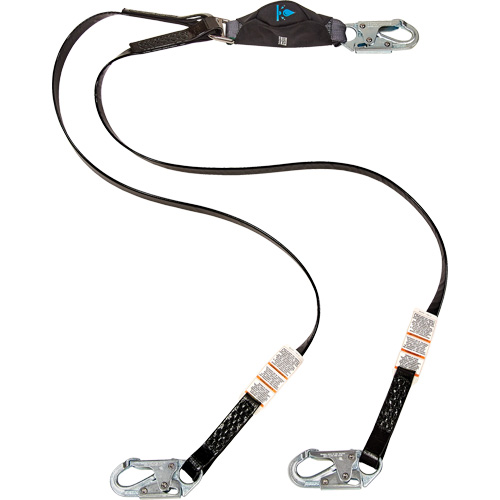 Anti-Corrosion Energy Absorbing Lanyard, 6', Snap Hook Center, Snap Hook Leg Ends, Polyester Helyx Safety & Industrial Supplies