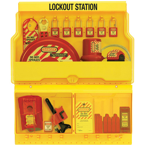 Station de cadenassage pour vannes et appareils &eacute;lectriques de luxe standard, Cadenas Thermoplastique, Capacit&eacute; de 32, Cadenas Compris Helyx Safety & Industrial Supplies