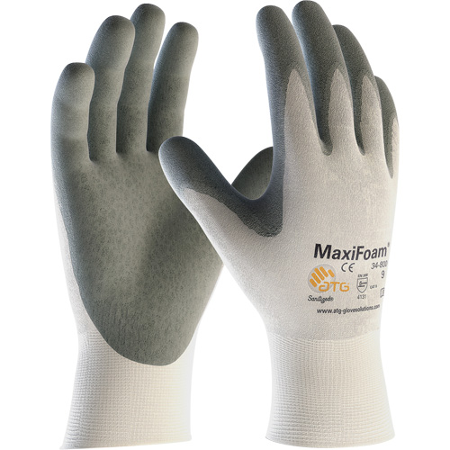 ATG MaxiFoam&reg; Premium Seamless Knit Gloves, Large, Nitrile Coating, 15 Gauge, Nylon Shell Helyx Safety & Industrial Supplies